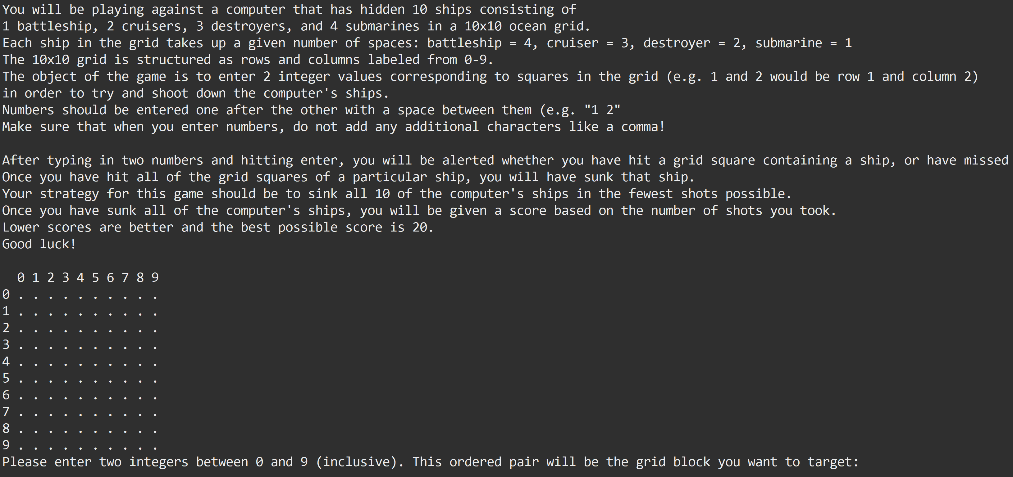 Java Battleship Game